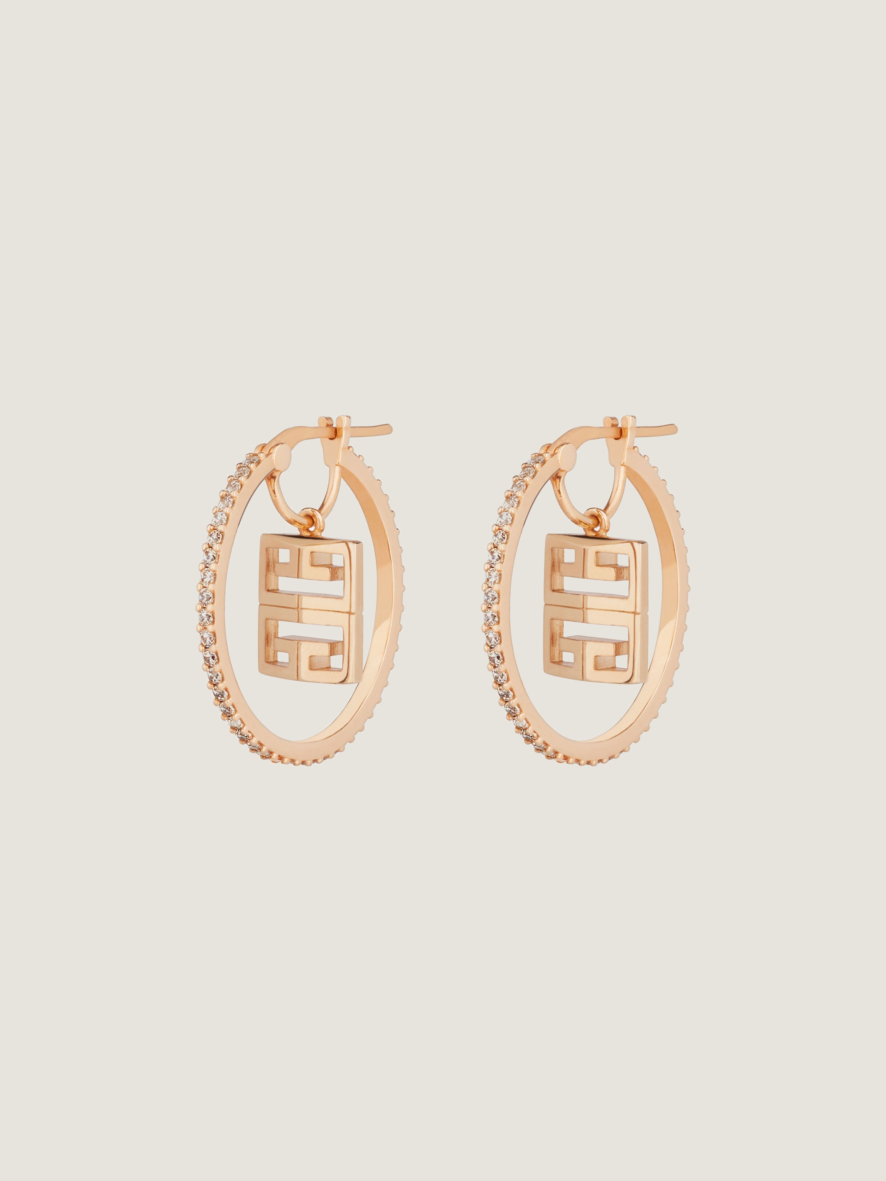 4G earrings in metal with crystals